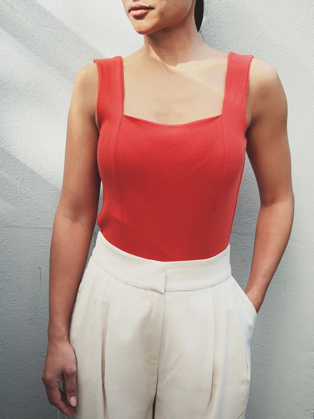 Bodysuit Cotton Rib Terracotta