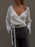 Knit Wrap Top Ivory