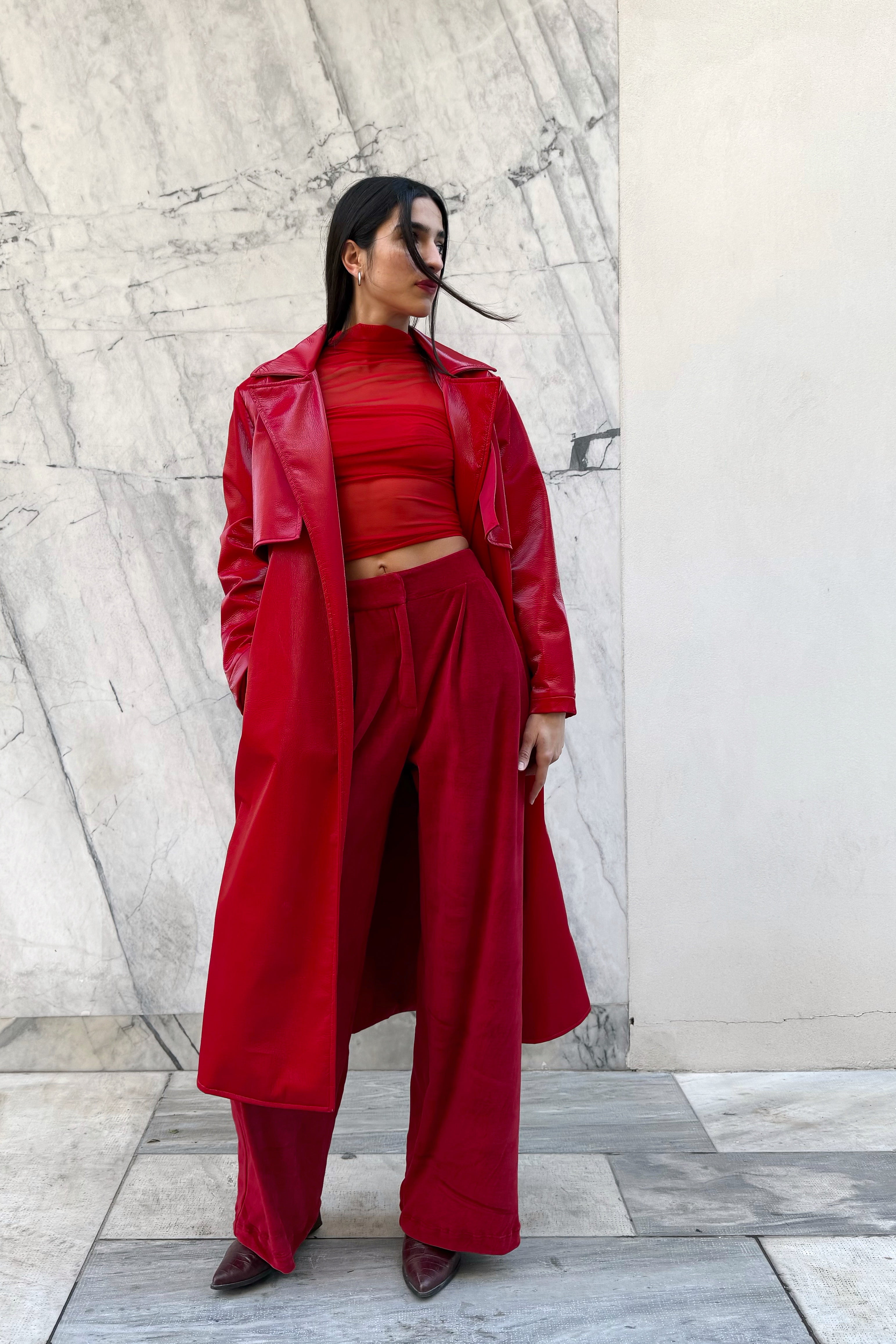 Scarlet Trench Coat Sample