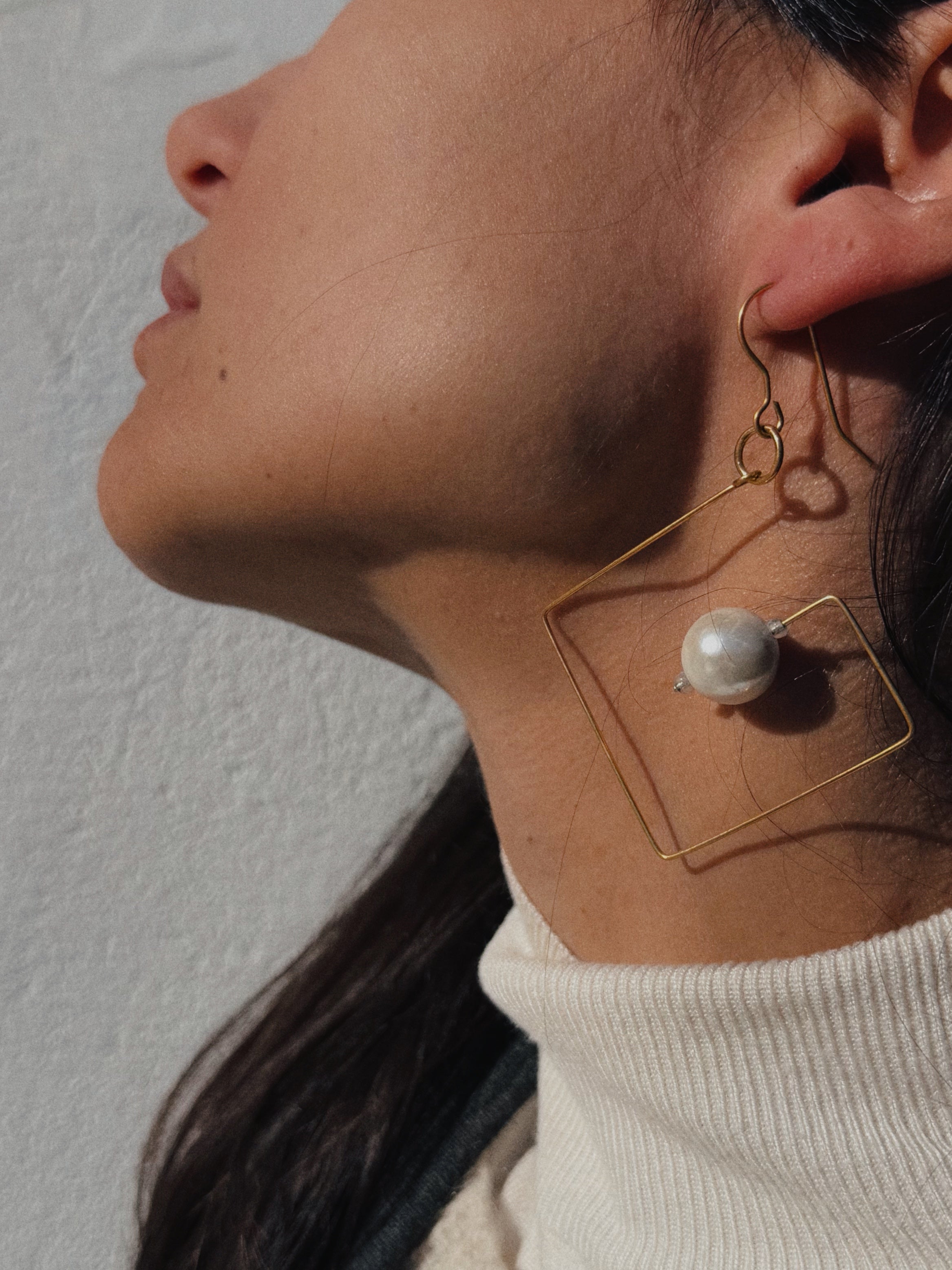 Pearl Square Earrings