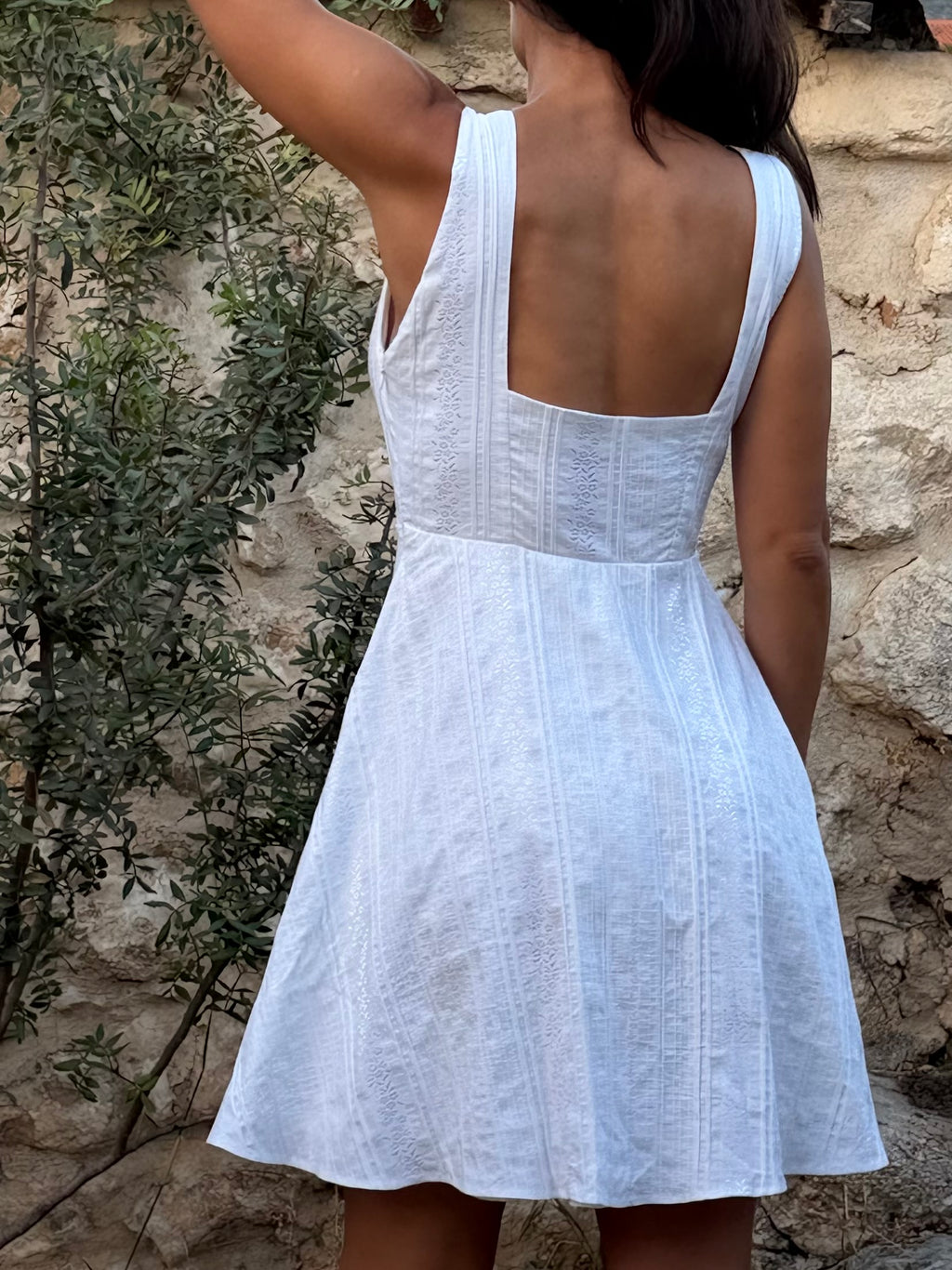 Sundress Textured White Mini