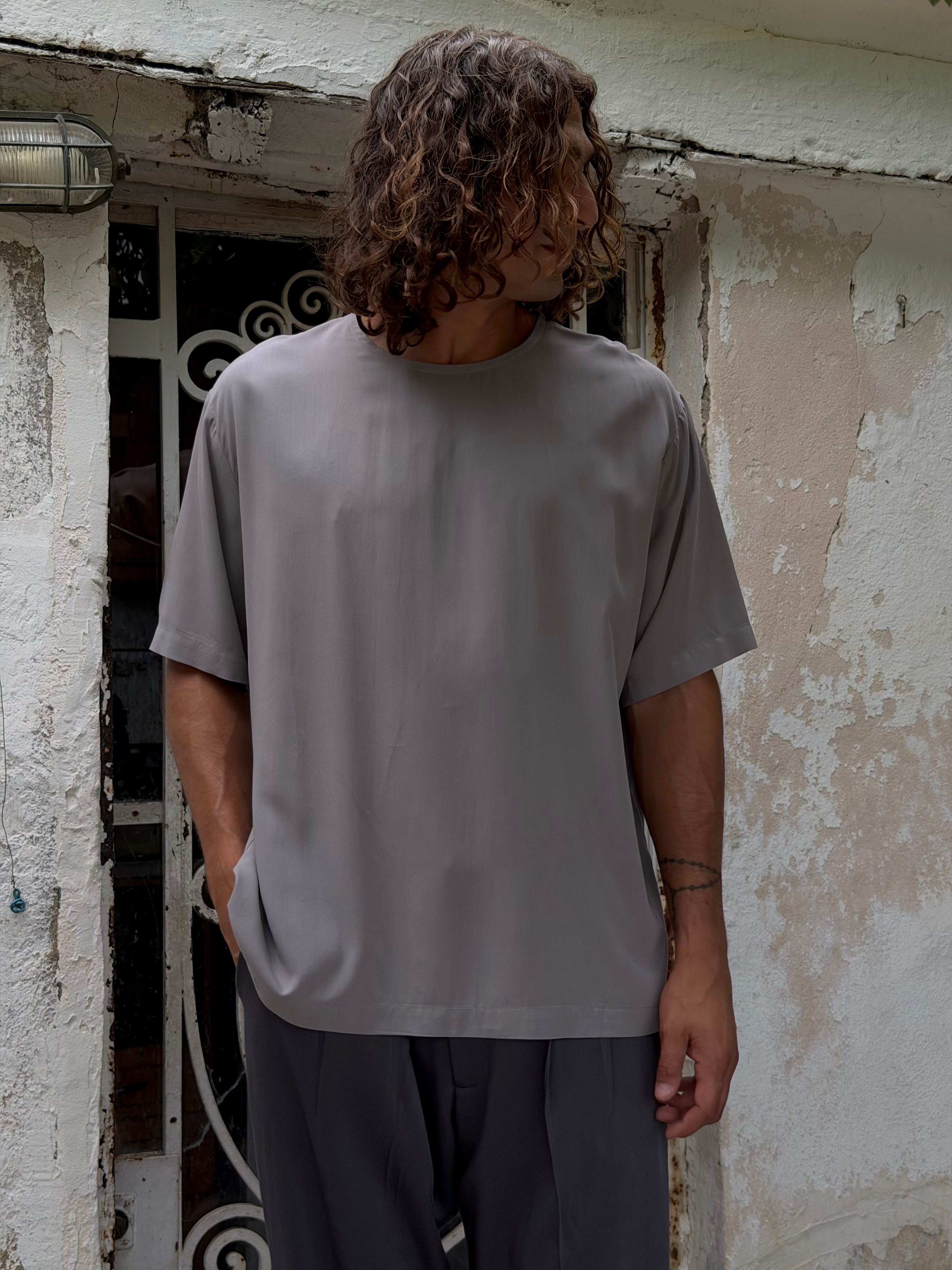 GREY VISCOSE T-SHIRT