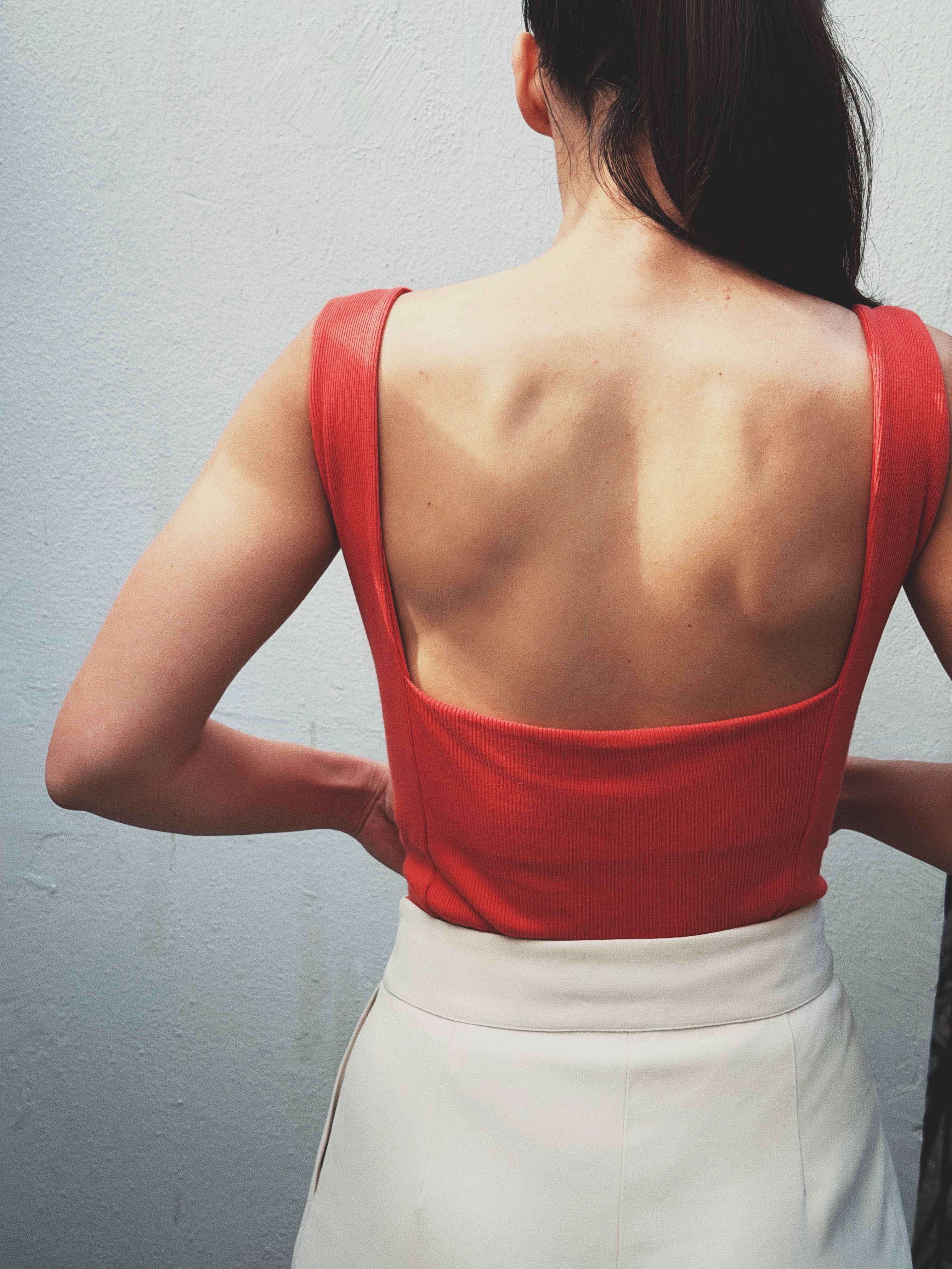 Bodysuit Cotton Rib Terracotta