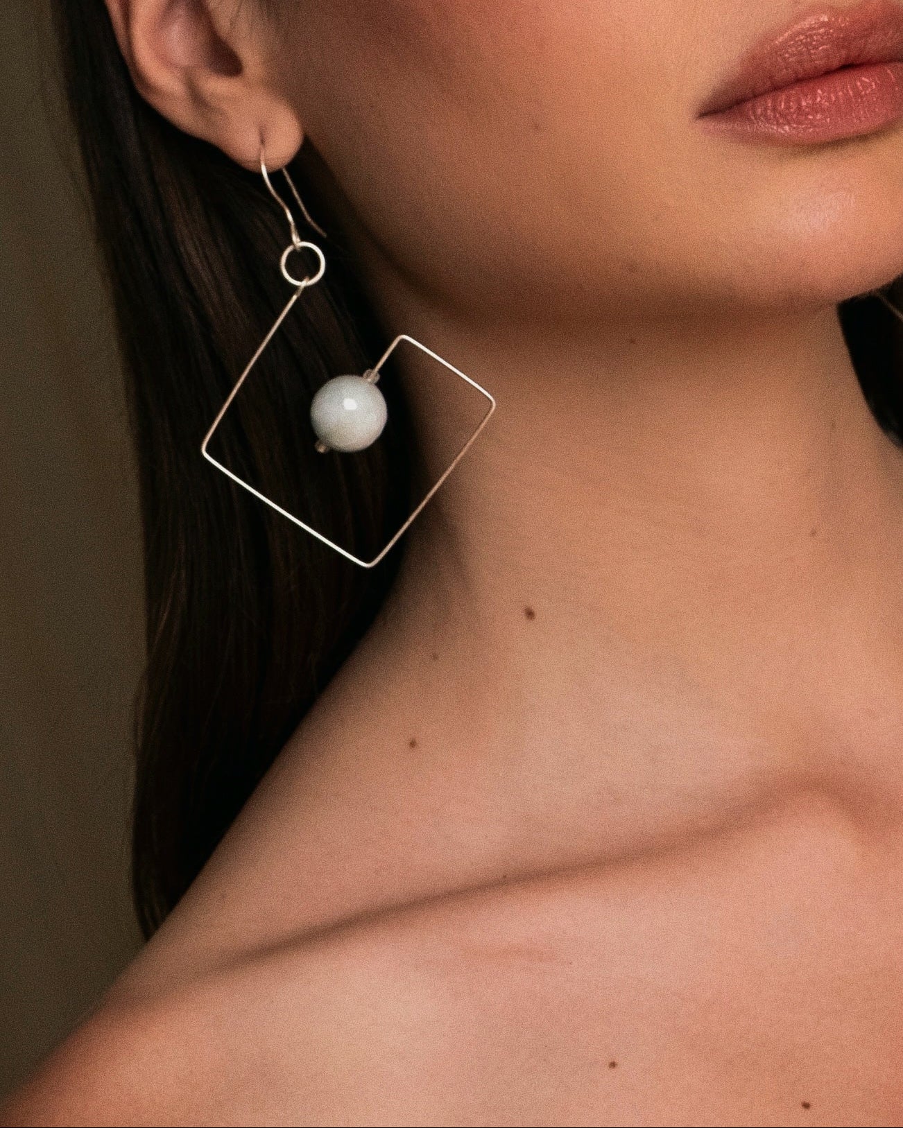 Aquamarine Square Earrings