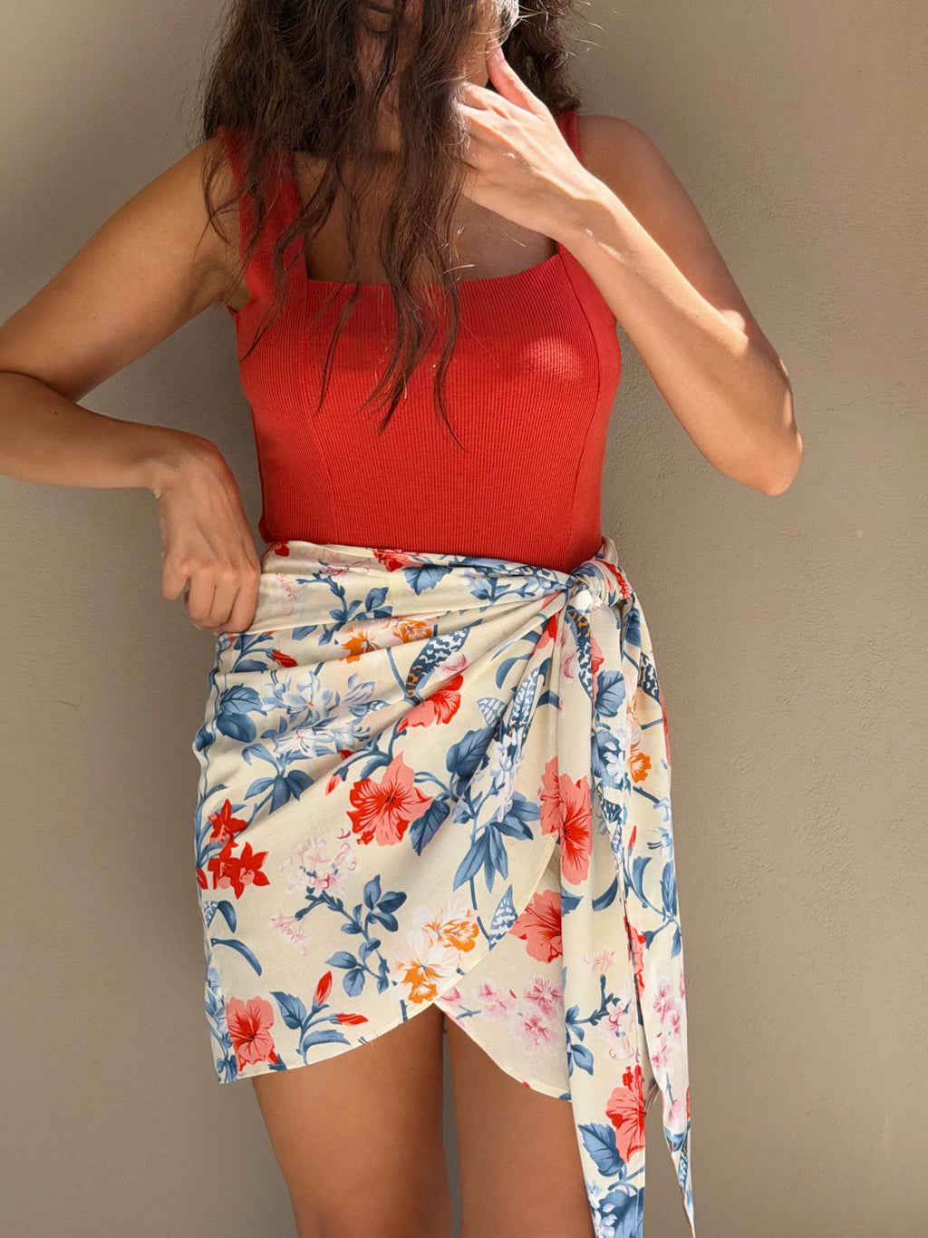 Knot Skirt Ivory Floral
