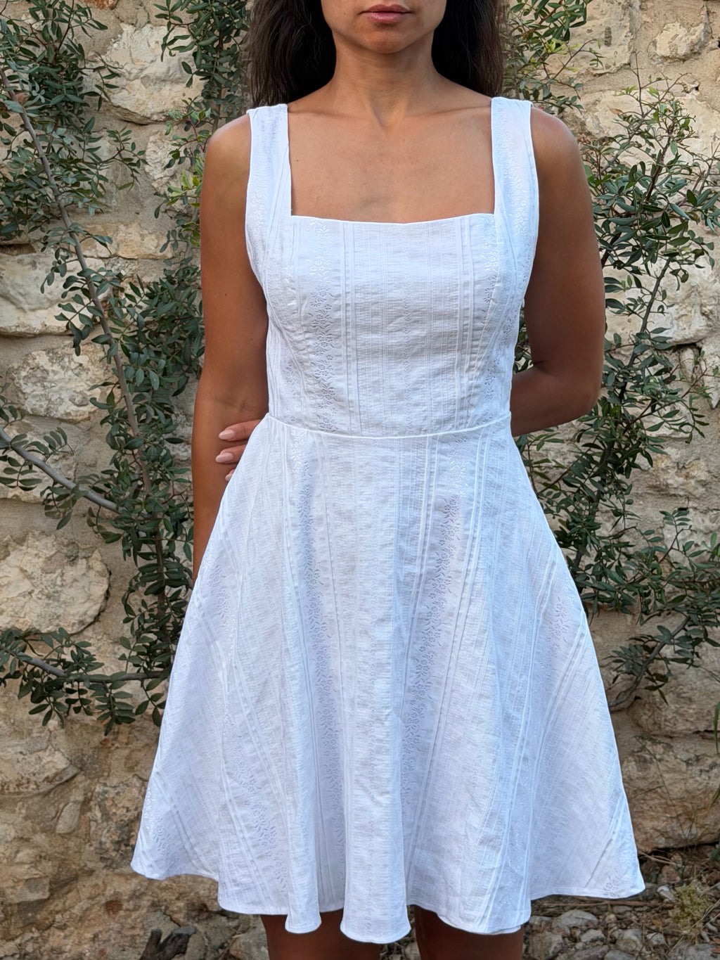 Sundress Textured White Mini